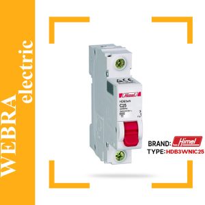 کلید مینیاتوری هیمل مدل HDB3WN1C25 – تک پل، تیپ C با قدرت قطع 6 kA