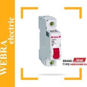کلید مینیاتوری هیمل مدل HDB3WN1C63 – تک پل، تیپ C با قدرت قطع 6 kA