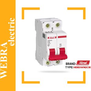 کلید مینیاتوری هیمل مدل HDB3WN2C16 – دو پل، تیپ C با قدرت قطع 6 kA