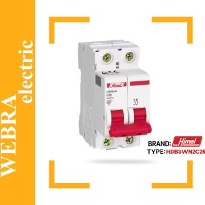کلید مینیاتوری هیمل مدل HDB3WN2C25 – دو پل، تیپ C با قدرت قطع 6 kA
