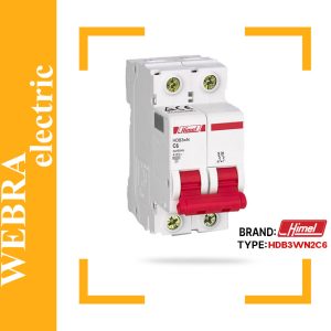 کلید مینیاتوری هیمل مدل HDB3WN2C6 – دو پل، تیپ C با قدرت قطع 6 kA